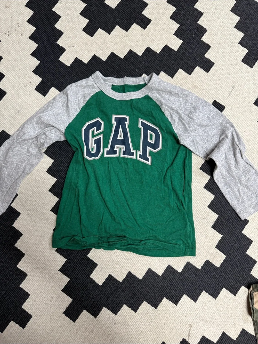 Boys bundle 3T GAP Green & Gray Raglan Kids Long Sleeve Shirt with Varsity Logo
